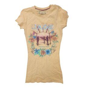 Jade Jeans Kids XS Yellow Graphic Tee 100% Cotton Floral Print Mystery Paint